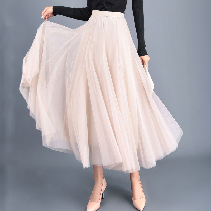 网纱温柔大气轻熟风显瘦垂感半身裙 麦格迪文半身裙