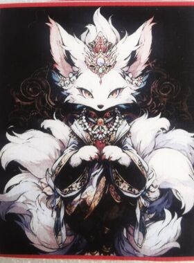唐卡画芯画布可换图魅力九尾狐唐卡民族风画心饰品