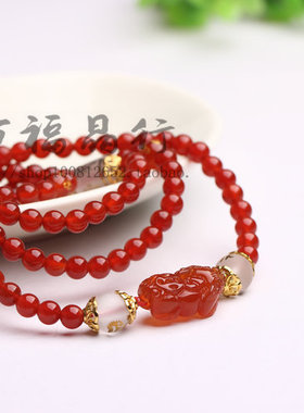 属虎虚空藏菩萨红玛瑙貔貅108佛珠民族风水晶情侣开运手链