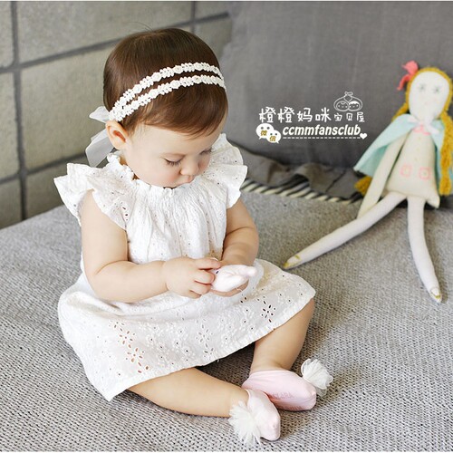 韩国版女宝宝婴幼儿童发饰蕾丝发带头花百天周岁生日配蕾丝裙礼服 - 图0