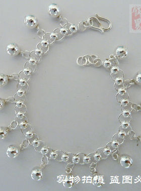 包邮99纯银满珠铃铛响送妈妈手链