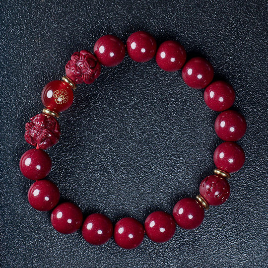 2026年卯戌文殊菩萨属兔生肖转运珠朱砂手链男女紫金朱砂佛珠手串