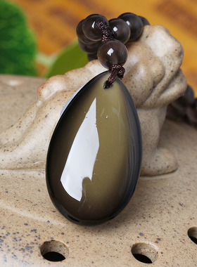 天然冰种彩虹眼黑曜石滴水可刻字