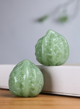 青山玉业新疆和田玉青白玉核桃手把件且末玉健身球青玉手球玩件玉