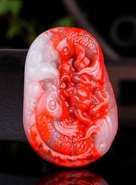 玉器新疆和田玉红玉年年有鱼吉庆有余富贵有余玉佩挂件男女挂件