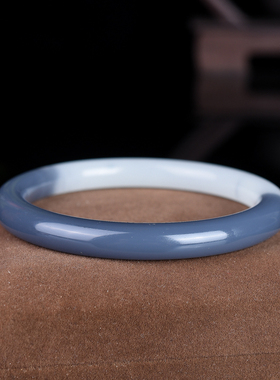 青海昆仑玉乌边料黑白色羊脂玉叮当圆细条款玉手镯子少女白玉手环