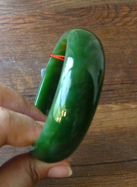 和田玉手镯碧玉手镯A货新疆和田玉碧玉玉镯 镯子 57.2mm中通