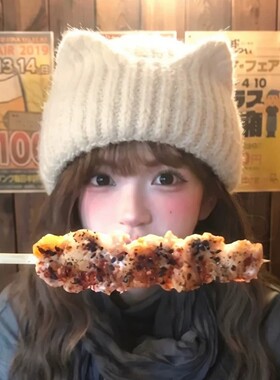 可爱猫耳软妹针织帽女秋冬保暖