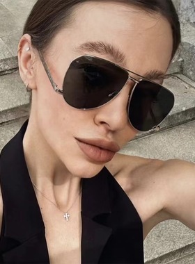 欧美时尚金属大框蛤蟆镜男女潮双梁飞行员墨镜太阳镜开车大脸眼镜