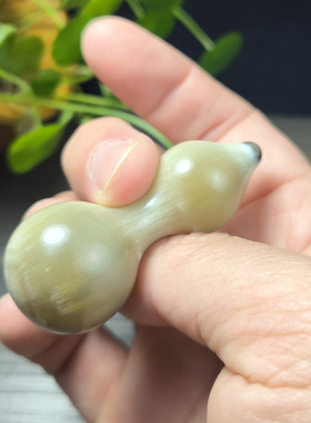 天然白牦牛角羊角葫芦手把件文玩把玩物雕刻工艺品装饰摆件绕指柔