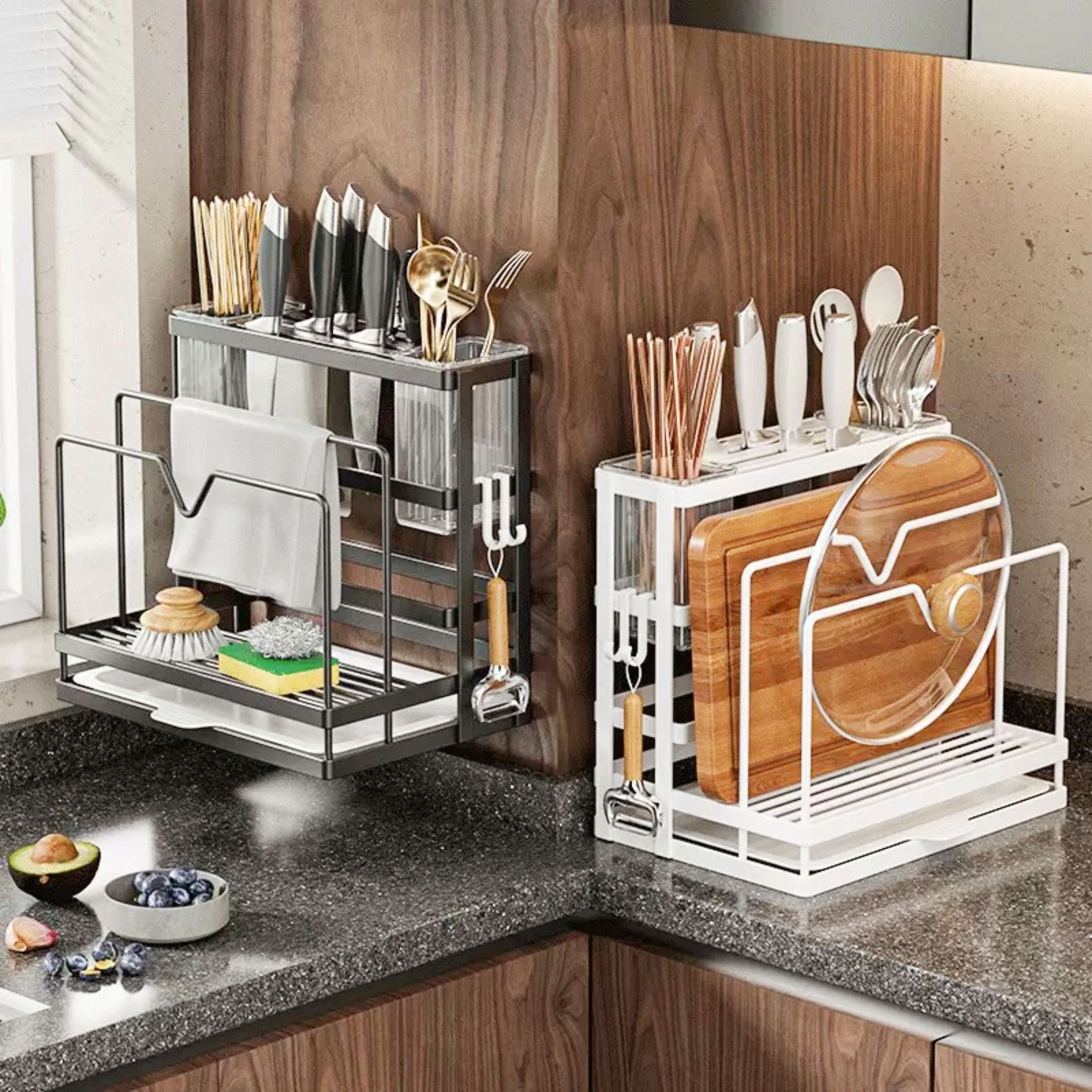 Wall-mounted 304 stainless steel knife and chopsticks cage storage rack