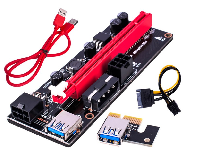 V014带数显 显卡延长线 PCI-E1X转PCIe16X USB3.0卡pciex1转x16板 - 图3