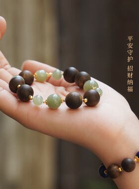 海南沉香手串女款绿棋楠佛珠醇化老料熟结文玩宁神助眠手链送女友