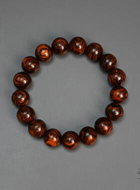 【海南黄花梨 海黄】 老料紫油梨X纹鬼脸 对眼手串收藏送礼佛珠