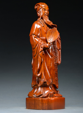 黄花梨木雕刻诸葛亮摆件诸葛孔明武侯像三国人物实木头红木工艺品