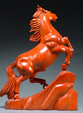 花梨木雕马摆件马到成功实木质动物红木桌面木马送礼工艺礼品