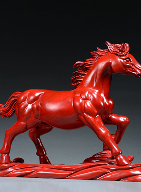 红檀木雕一马当先摆件实木雕刻生肖马工艺品马到成功家居客厅装饰