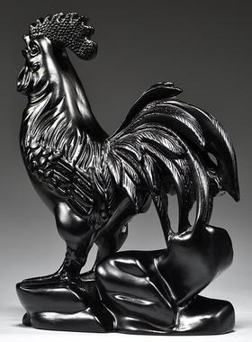 黑色木雕鸡十二生肖木头鸡摆件家居客厅电视柜装饰工艺品乔迁送礼