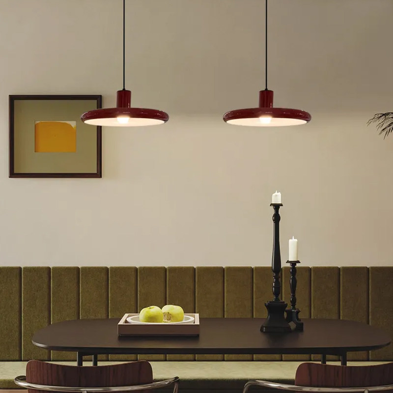 复古红色飞盘可移位轨道升降悬停法式中古风飞碟吧台摇臂餐厅吊灯,淘宝优惠券,粉丝福利购,淘宝优惠卷