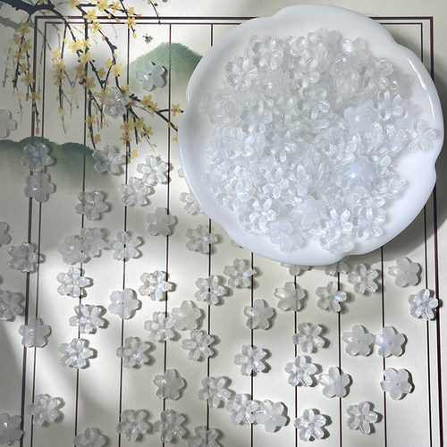 50颗10mm立体樱花琉璃中孔花朵小花diy古风发簪头饰手工制作材料 - 图2