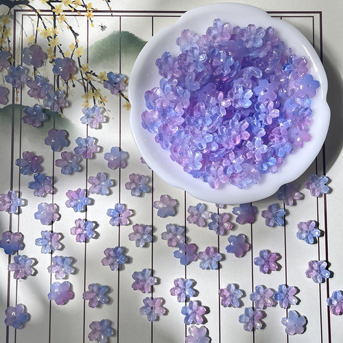 50颗10mm立体樱花琉璃中孔花朵小花diy古风发簪头饰手工制作材料 - 图0