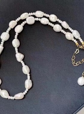 项链轻奢小众秋季设计2024年新款女巴洛克珍珠颈链配饰锁骨链