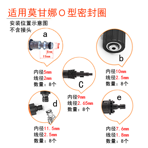 莫甘娜高压洗车机配件出水管水枪密封圈O形圈防水胶圈LAVOR嬉力派