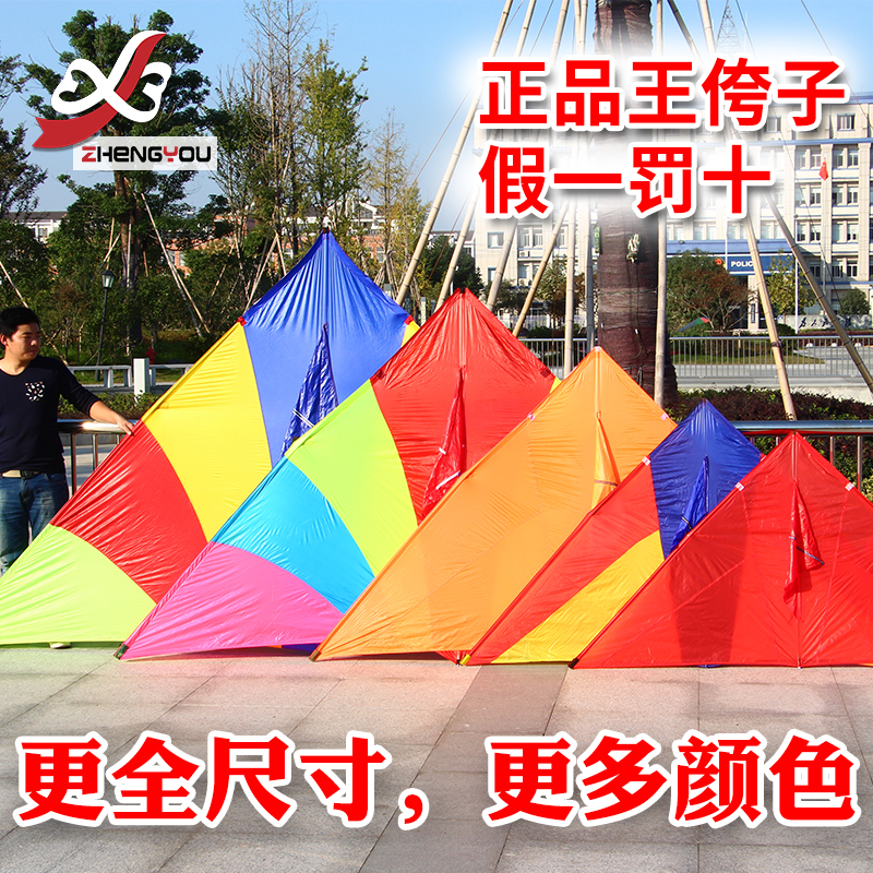 正品王侉子風箏 544航空軟傘布 七彩曲線 碳杆 大型三角風箏 包郵