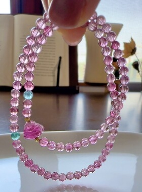 红碧玺双圈手链招桃花碧玺手串