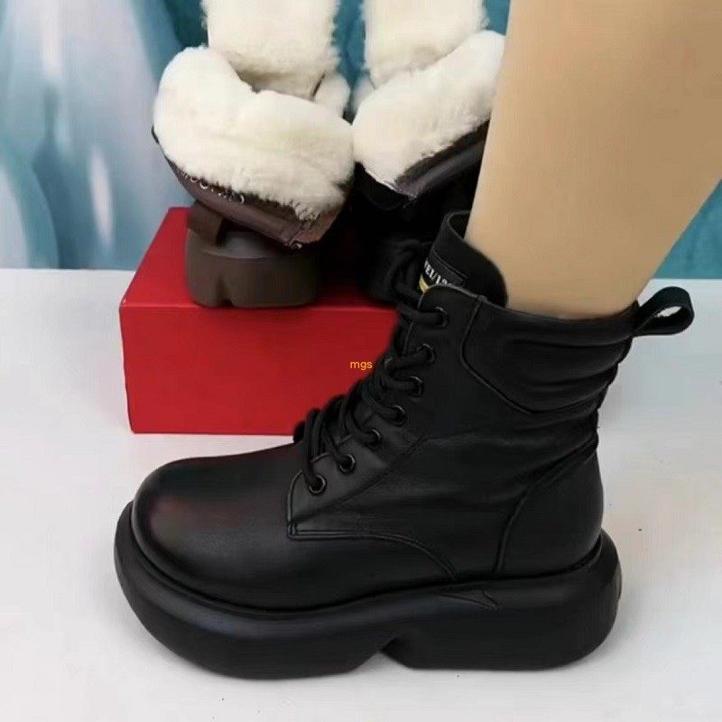 纯牛皮马丁靴女2025秋冬新款真皮复古圆头羊毛靴子女松糕厚底短靴,淘宝优惠券,粉丝福利购,淘宝优惠卷