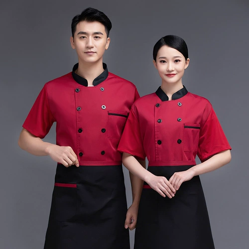 Шеф-повар Работая одежда летняя ледяная шелк