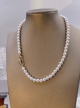 施家珍珠项链毛衣链气质百搭女