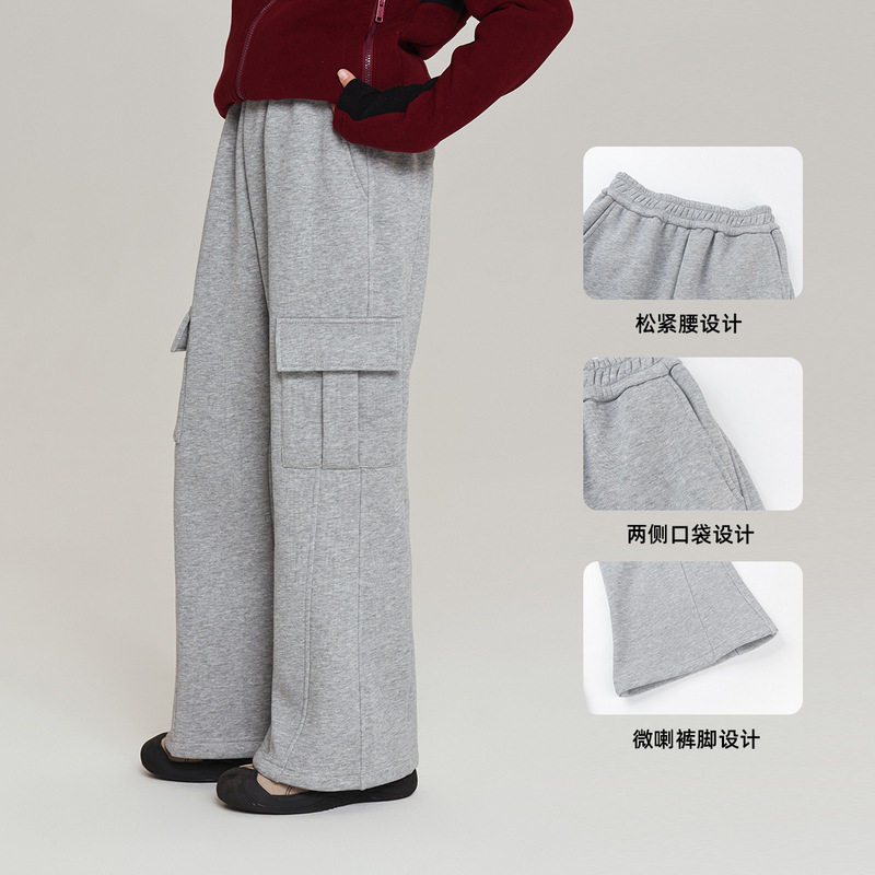 布丁哈鲁童装裤子2025冬季加绒工装长裤奥利绒内里女童加绒