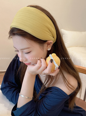 韩系高端加宽加厚针织宽边发箍女
