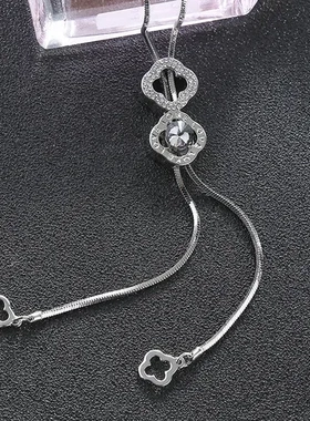 百搭衣服长款毛衣链小众水晶项链装饰品时尚四叶草女气质韩版挂件