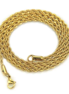 扭线情侣项链麻花男女士钛钢欧美时尚链条嘻哈