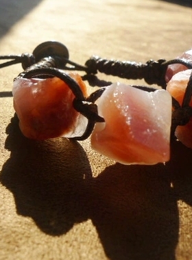 貔貅阁珠宝【生如夏花】天然戈壁玛瑙原石手作蜡绳编织手链