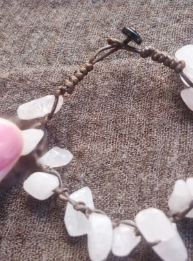 貔貅阁珠宝【生如夏花】天然粉水晶碎石石手作蜡绳编织手链