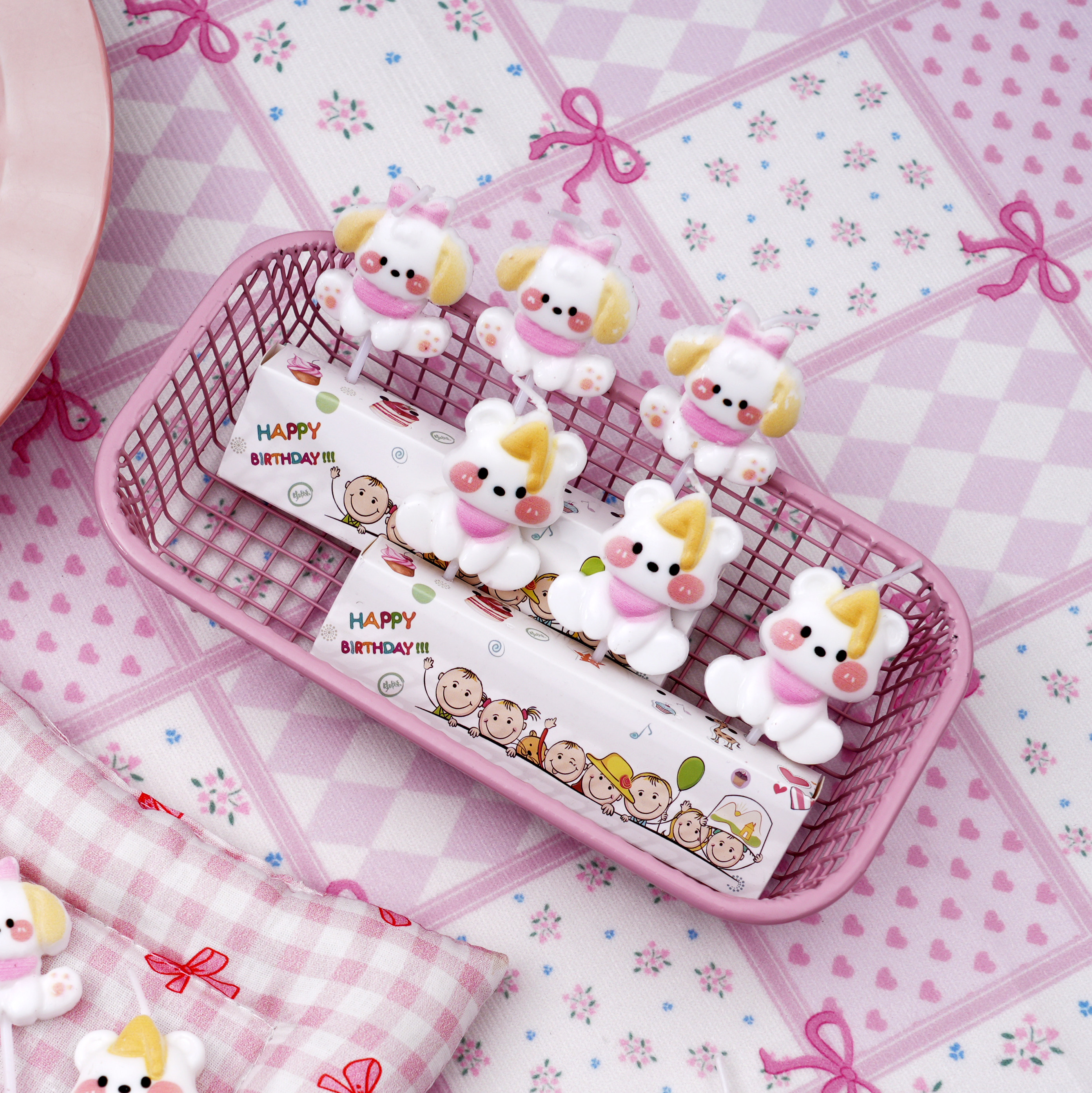 网红ins韩国蝴蝶结生日蛋糕蜡烛小帽子小狗小熊生日派对装饰蜡烛,淘宝优惠券,粉丝福利购,淘宝优惠卷