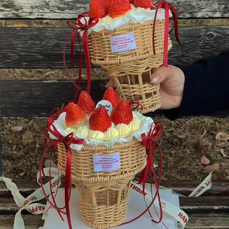 圣诞节草莓蛋糕盒冰淇淋编织篮蛋糕装饰慕斯球蝴蝶结丝带烘焙装扮,淘宝优惠券,粉丝福利购,淘宝优惠卷