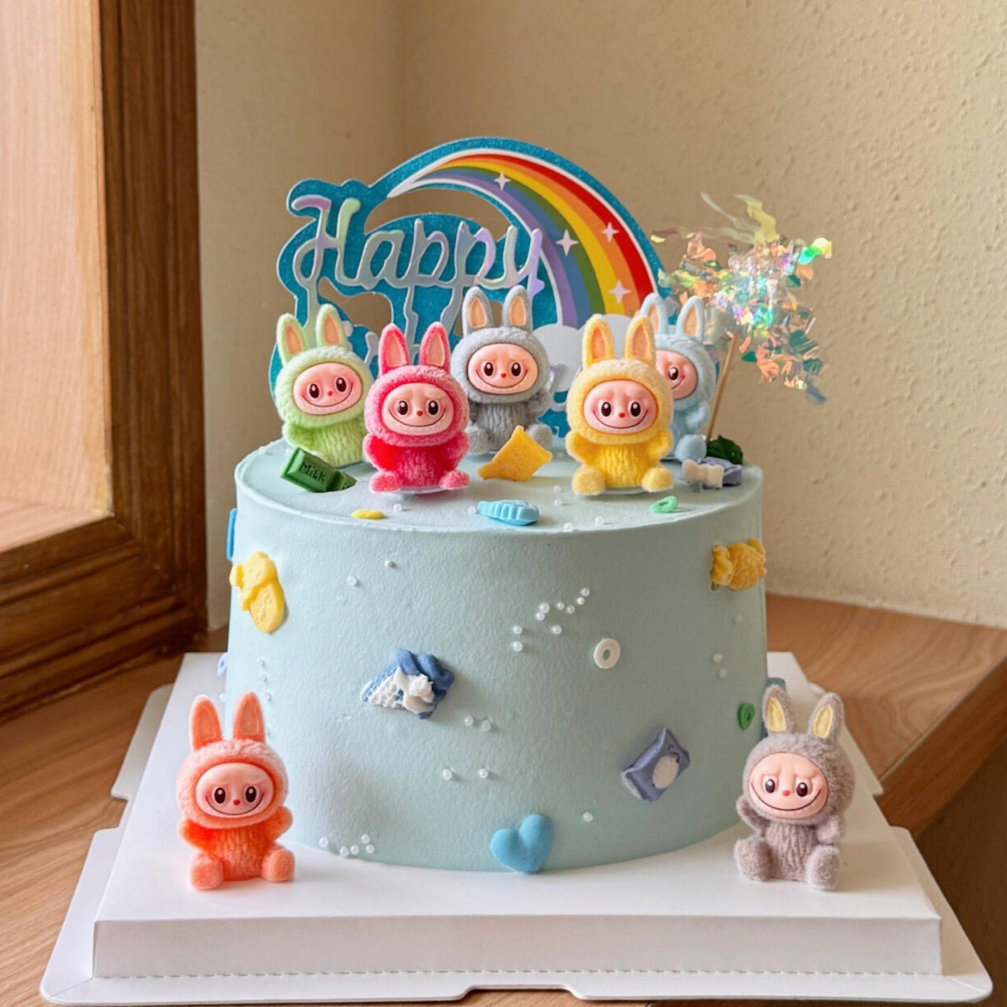 卡通布布bubu蛋糕装饰摆件坐姿小兔子生日快乐灯儿童甜品台烘焙,淘宝优惠券,粉丝福利购,淘宝优惠卷