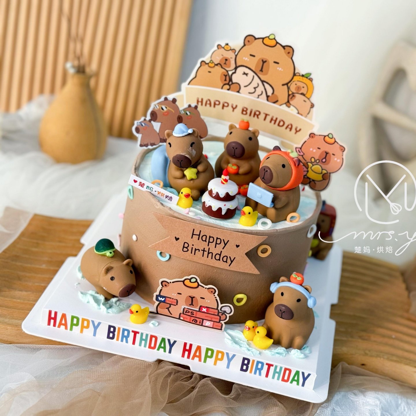 网红卡皮巴拉蛋糕装饰摆件可爱水豚鼠儿童男孩生日派对烘焙插件,淘宝优惠券,粉丝福利购,淘宝优惠卷