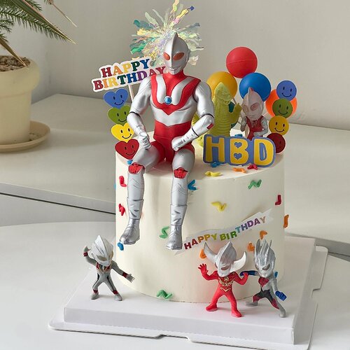 网红儿童蛋糕装饰卡通超人摆件男孩小孩生日派对烘焙装扮插件配件 - 图0