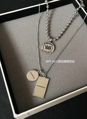 做旧叠戴混搭风金属质感毛衣链