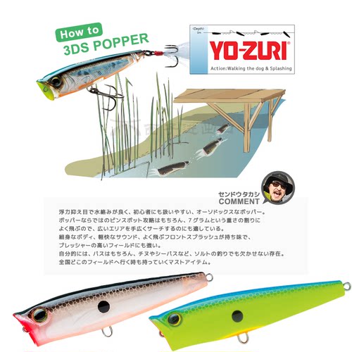 日本进口友祝YO-ZURI水面系波爬3D棱镜F1134路亚饵7克假饵硬鱼饵-图1