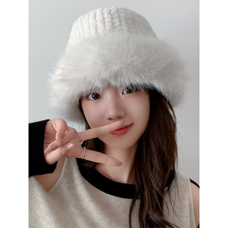 兔毛可爱毛线帽子女冬季毛绒保暖加厚毛毛秋冬天大头围针织帽盆帽,淘宝优惠券,粉丝福利购,淘宝优惠卷