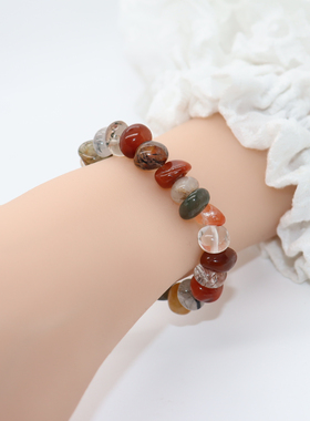 天然彩色金发晶黄茶水晶手链