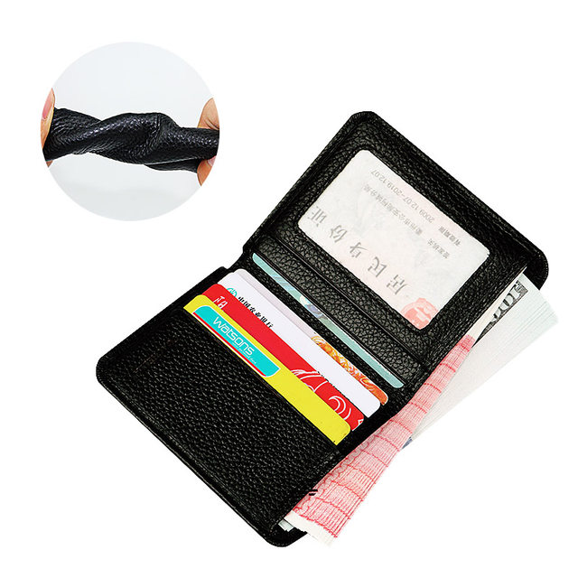 Mini small wallet men's short leather simplicity ultra -thin money clip -layer cowhide young students soft leather clip tide