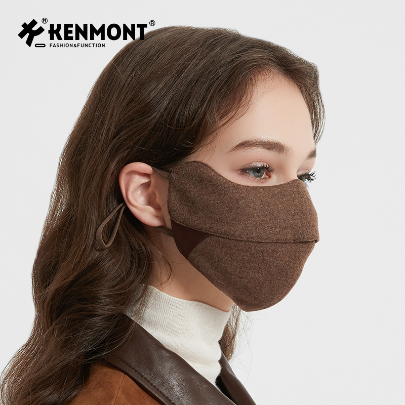 Kenmont卡蒙高端桑蚕丝羊绒保暖口罩女冬季骑行保暖防风面罩护脸