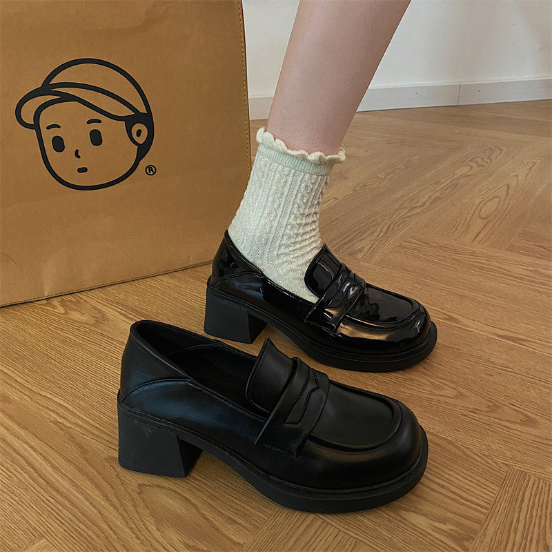 黑色乐福鞋女2025新款春秋百搭玛丽珍单鞋厚底增高跟小皮鞋jk鞋子,淘宝优惠券,粉丝福利购,淘宝优惠卷